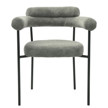 Sillón CERVANTES, metal, tapizado tejido bouclé gris 2