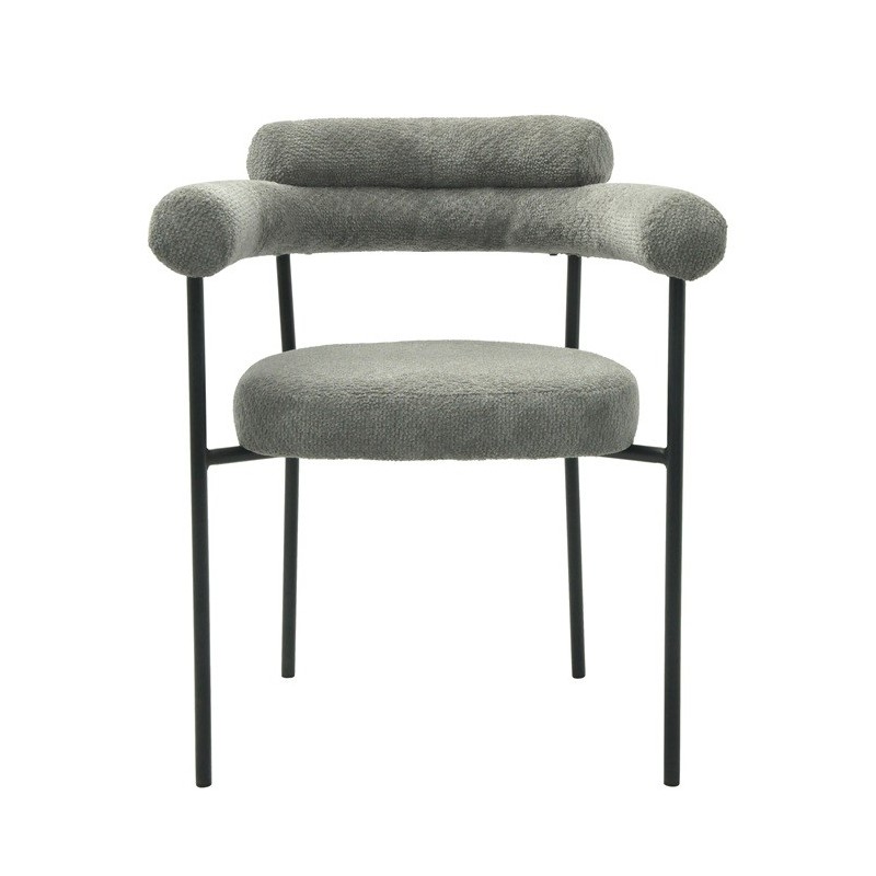 Sillón CERVANTES, metal, tapizado tejido bouclé gris-0