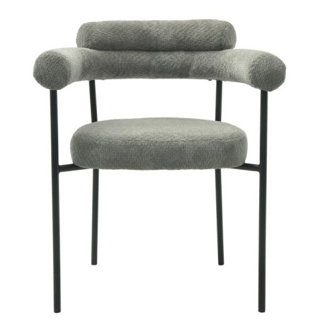 Sillón CERVANTES, metal, tapizado tejido bouclé gris-0