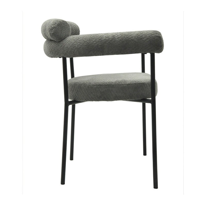 Sillón CERVANTES, metal, tapizado tejido bouclé gris-1
