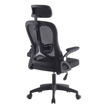 Sillón de oficina ORBEC, alto, negro, malla y asiento negro 2