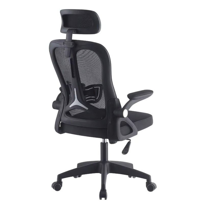 Sillón de oficina ORBEC, alto, negro, malla y asiento negro-0