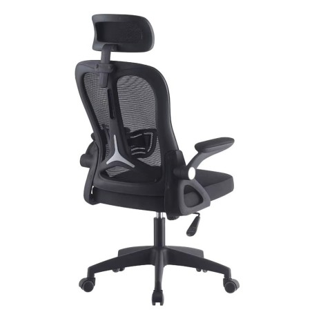 Sillón de oficina ORBEC, alto, negro, malla y asiento negro-0