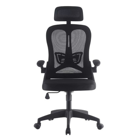 Sillón de oficina ORBEC, alto, negro, malla y asiento negro-1