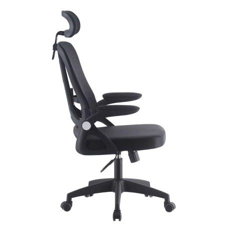 Sillón de oficina ORBEC, alto, negro, malla y asiento negro-2