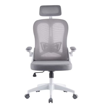 Sillón de oficina ORBEC, alto, blanco, malla y asiento gris 2