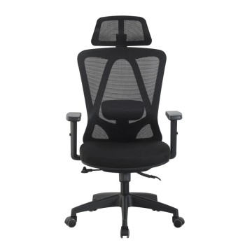 Sillón de oficina CIRAL, alto, negro, malla y asiento negro