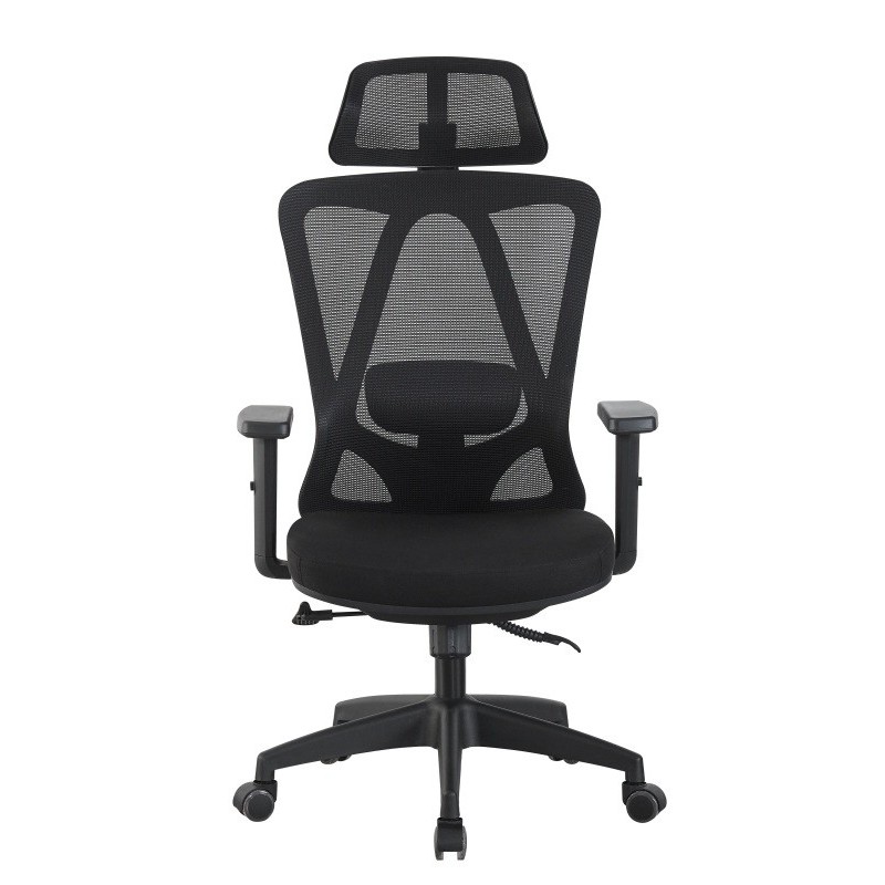 Sillón de oficina CIRAL, alto, negro, malla y asiento negro