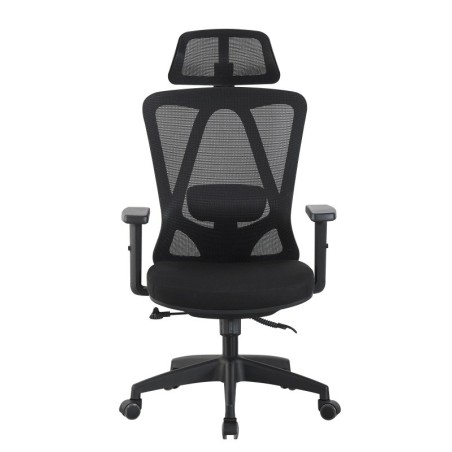Sillón de oficina CIRAL, alto, negro, malla y asiento negro