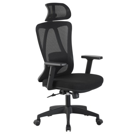 Sillón de oficina CIRAL, alto, negro, malla y asiento negro-1