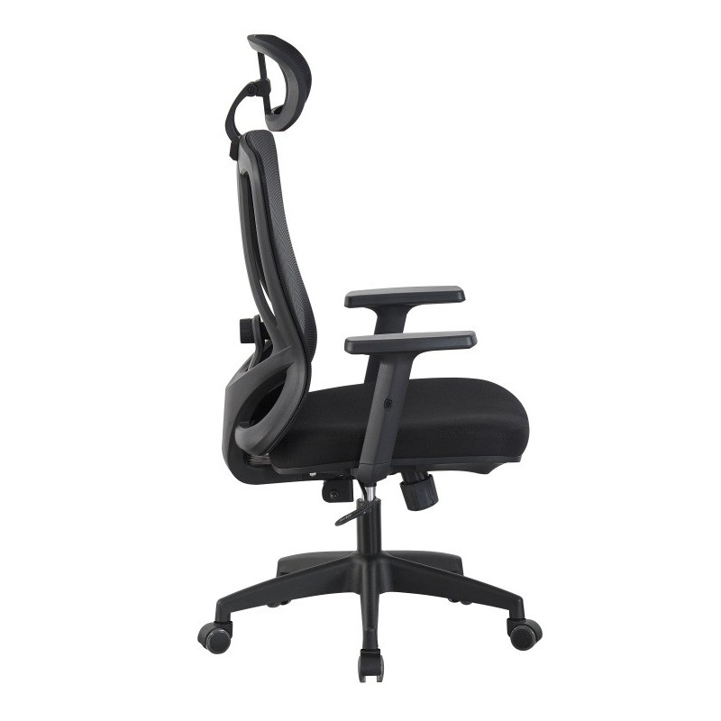 Sillón de oficina CIRAL, alto, negro, malla y asiento negro-2