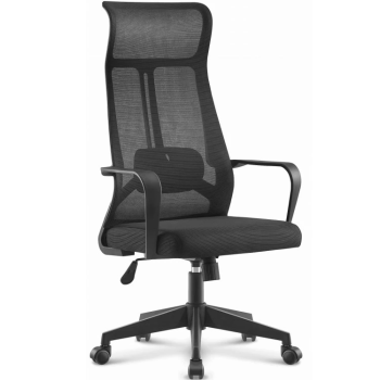 Sillón de oficina AMIENS, alto, negro, malla y asiento negro