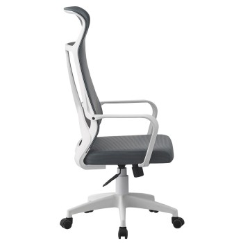 Sillón de oficina AMIENS, alto, blanco, malla y asiento gris 2