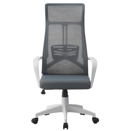 Sillón de oficina AMIENS, alto, blanco, malla y asiento gris-2