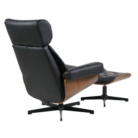 Butaca con ottoman EUROPA, madera, metal, similpiel negra-2