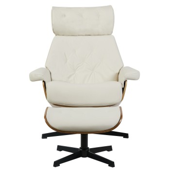 Butaca con ottoman EUROPA, madera, metal, similpiel beige 2