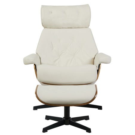 Butaca con ottoman EUROPA, madera, metal, similpiel beige-0