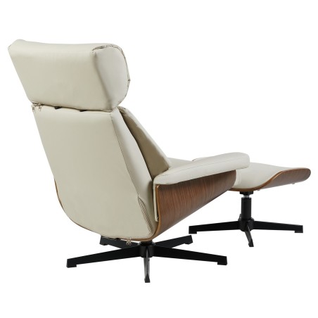 Butaca con ottoman EUROPA, madera, metal, similpiel beige-2