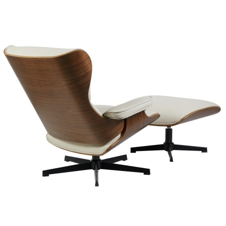 Butaca con ottoman AMERICA, madera, metal, similpiel beige-2