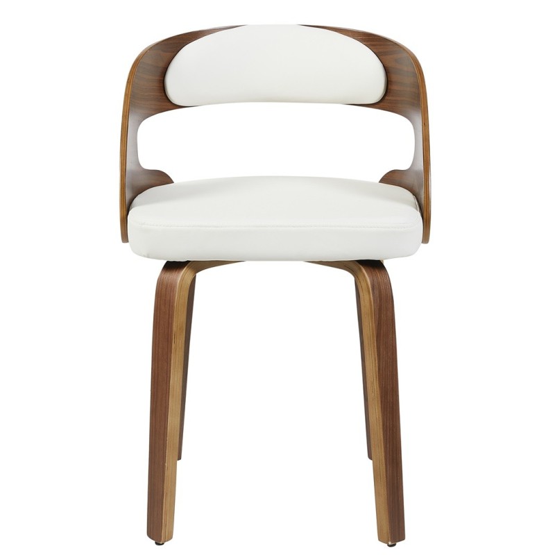 Sillón LOARRE, fijo, madera, similpiel blanca-0