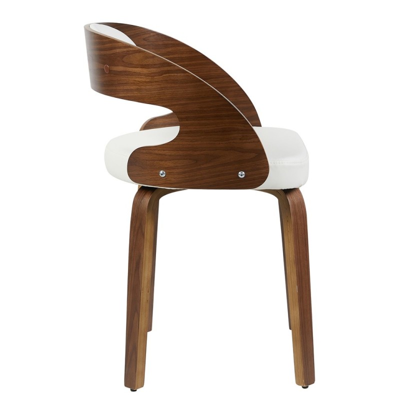 Sillón LOARRE, fijo, madera, similpiel blanca-1