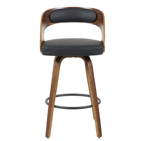 Taburete LOARRE, madera, similpiel negra-0
