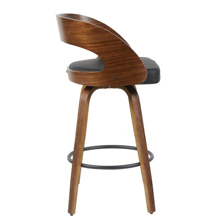 Taburete LOARRE, madera, similpiel negra-1