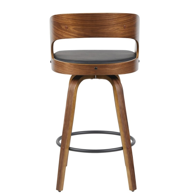 Taburete LOARRE, madera, similpiel negra-2