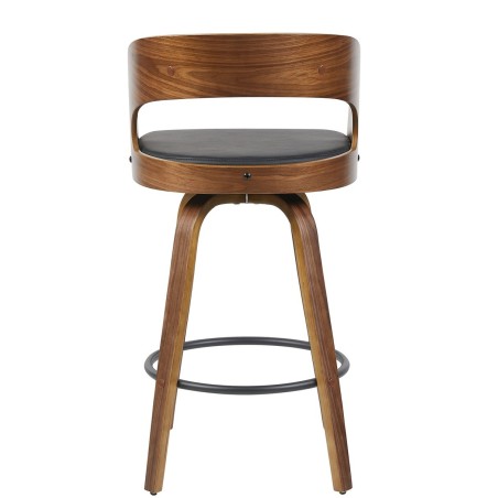 Taburete LOARRE, madera, similpiel negra-2