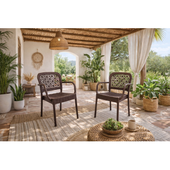 Sillón LATOJA, apilable, polipropileno marrón chocolate 2