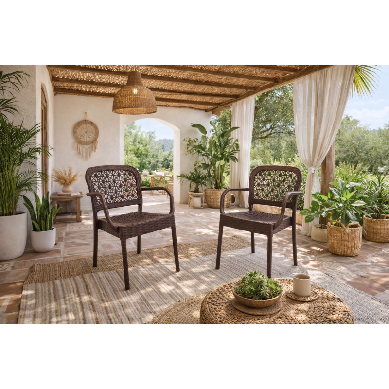Sillón LATOJA, apilable, polipropileno marrón chocolate-0