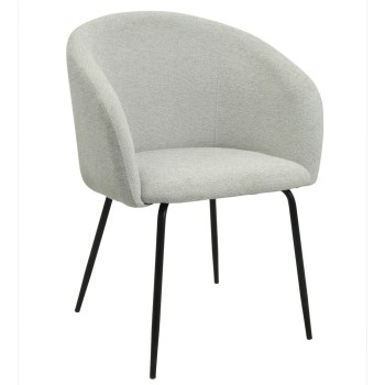 Sillón LAUREN, metal, tapizado tejido linen gris claro