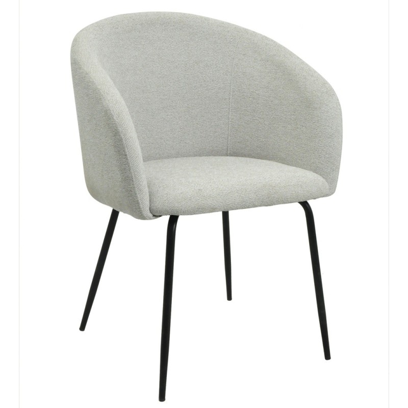 Sillón LAUREN, metal, tapizado tejido linen gris claro