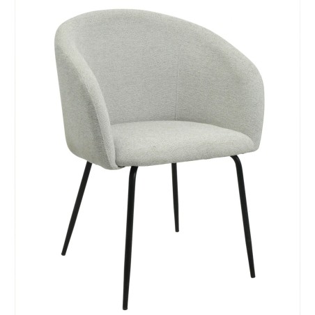 Sillón LAUREN, metal, tapizado tejido linen gris claro