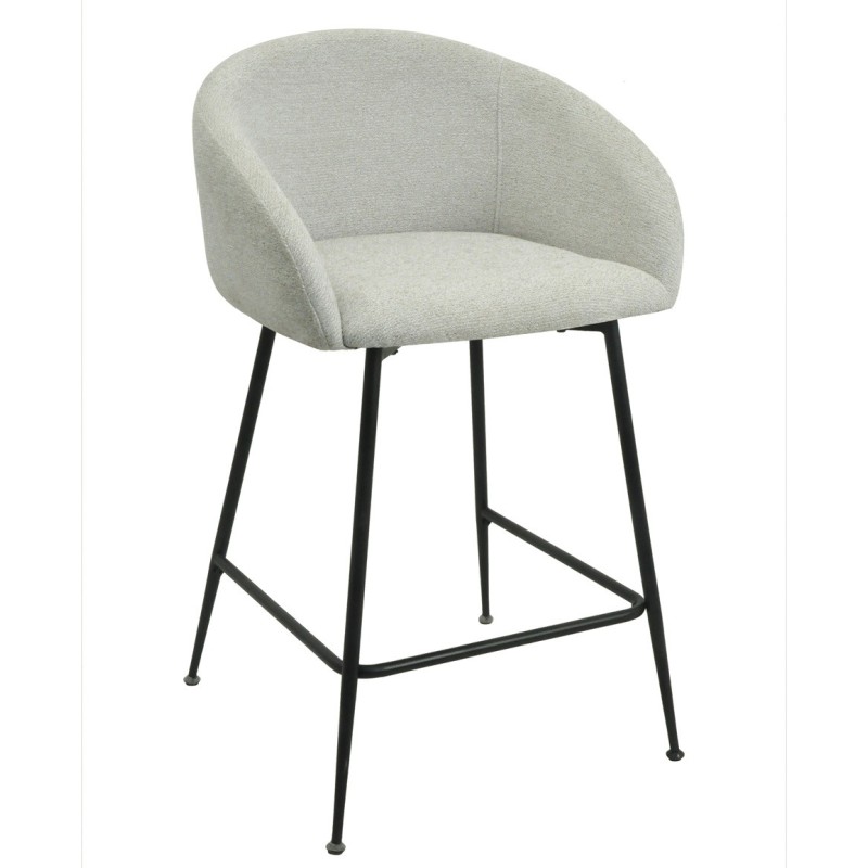 Taburete LAUREN, metal, tapizado tejido linen gris claro