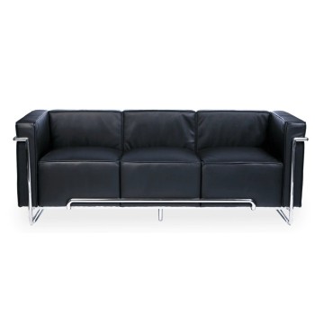 Sofá VENETTO, 3 plazas, acero inoxidable, similpiel negra 2
