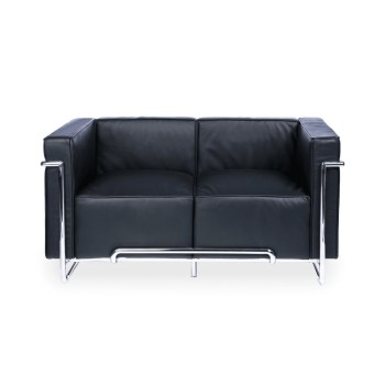 Sofá VENETTO, 2 plazas, acero inoxidable, similpiel negra 2