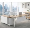 Mesa de oficina AREZZO 180, con mueble auxiliar, blanco y roble, 180 x 176,5 cms