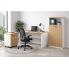 Mesa de oficina VOLPI 140, blanco y roble, 140 x 70 cms