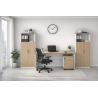 Mesa de oficina VOLPI 160, blanco y roble, 160 x 80 cms