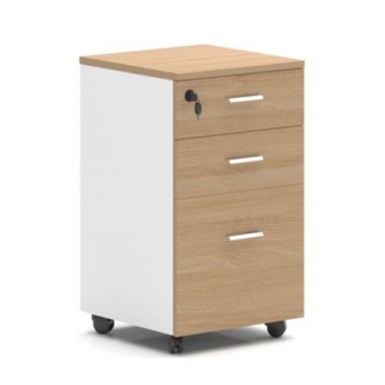 Cajonera AREZZO, ruedas, 3 cajones, blanco y roble