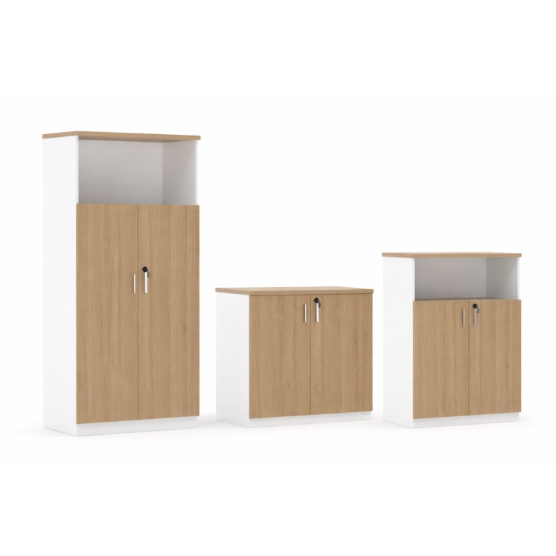 Armario AREZZO 120, medio, 2 puertas, blanco y roble-1
