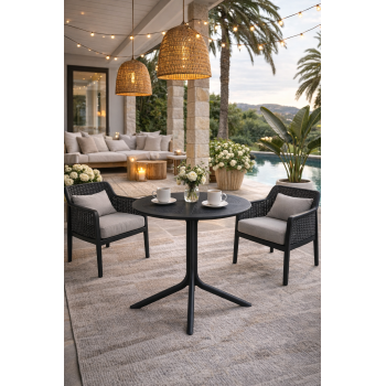Mesa JÁVEA 97, polipropileno negro, 80 cms de diámetro 2