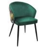 Silla LYDIA, metal, tapizado velvet verde con respaldo floral a juego