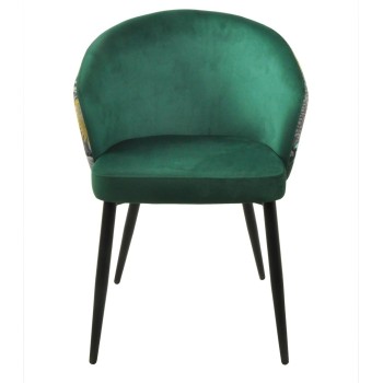 Silla LYDIA, metal, tapizado velvet verde con respaldo floral a juego 2