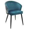 Silla LYDIA, metal, tapizado velvet azul con respaldo floral a juego