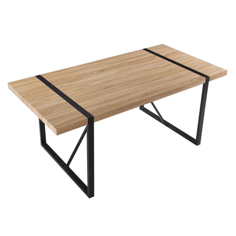 Mesa JENA, metal negro, tapa DM bilaminado roble claro, 180 x 90 cms-1