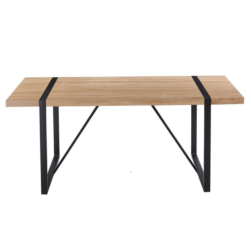 Mesa JENA, metal negro, tapa DM bilaminado roble claro, 180 x 90 cms-2