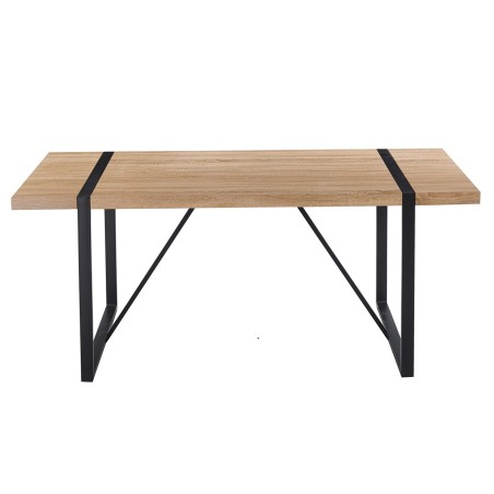 Mesa JENA, metal negro, tapa DM bilaminado roble claro, 180 x 90 cms-2