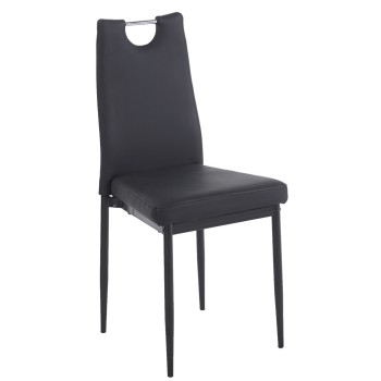 Silla AROSA, apilable, metal, similpiel negra